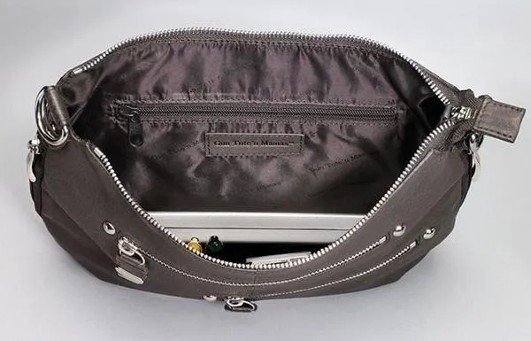 Satchel Purse Chrome Zip, Tumbled Leather