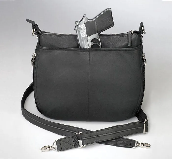 Satchel Purse Chrome Zip, Tumbled Leather