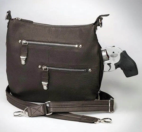 Satchel Purse Chrome Zip, Tumbled Leather