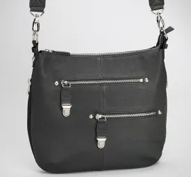 Satchel Purse Chrome Zip, Tumbled Leather