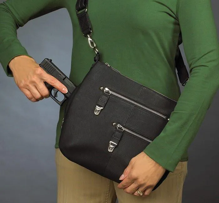 Satchel Purse Chrome Zip, Tumbled Leather