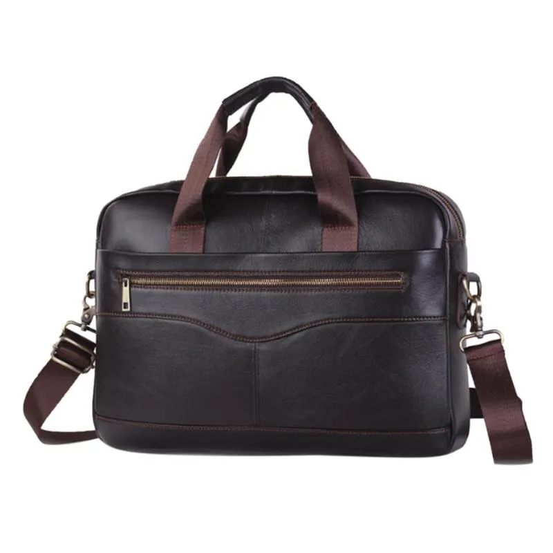 Sidiou Group Large Capacity Briefcase Leather Travel Shoulder Crossbody Bag Business Laptop Handbag