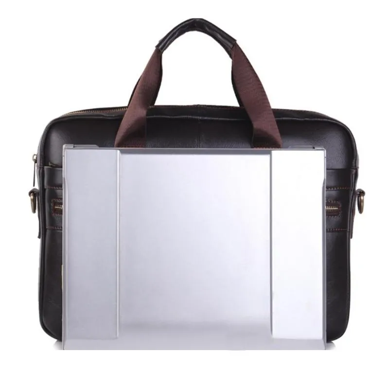 Sidiou Group Large Capacity Briefcase Leather Travel Shoulder Crossbody Bag Business Laptop Handbag