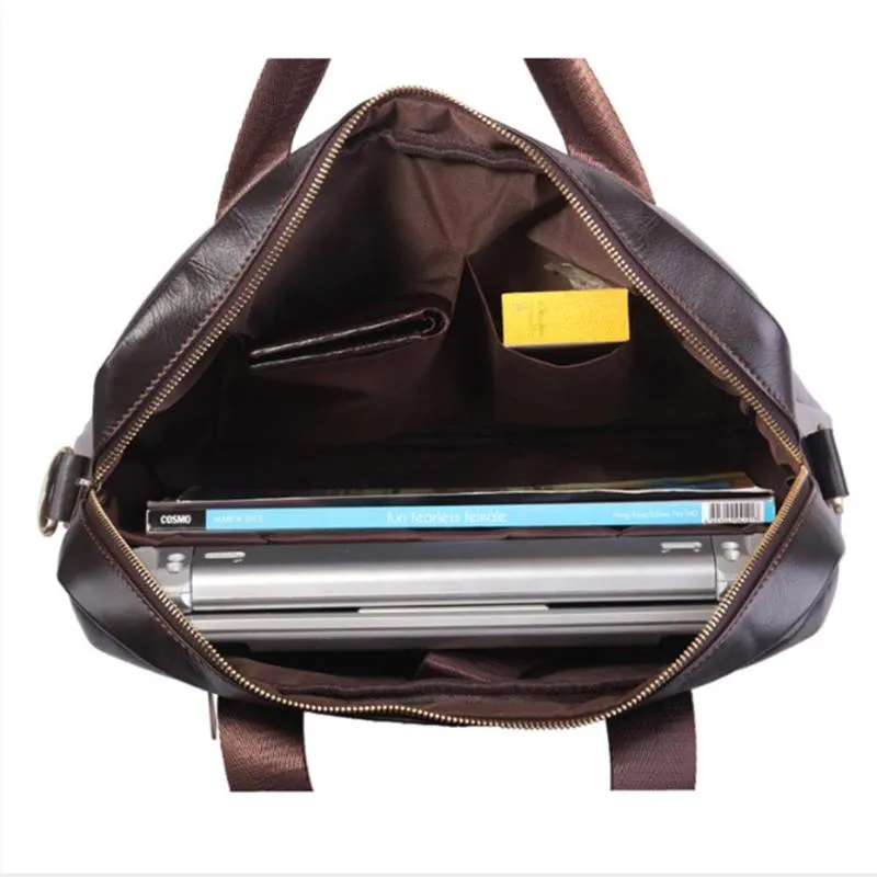 Sidiou Group Large Capacity Briefcase Leather Travel Shoulder Crossbody Bag Business Laptop Handbag