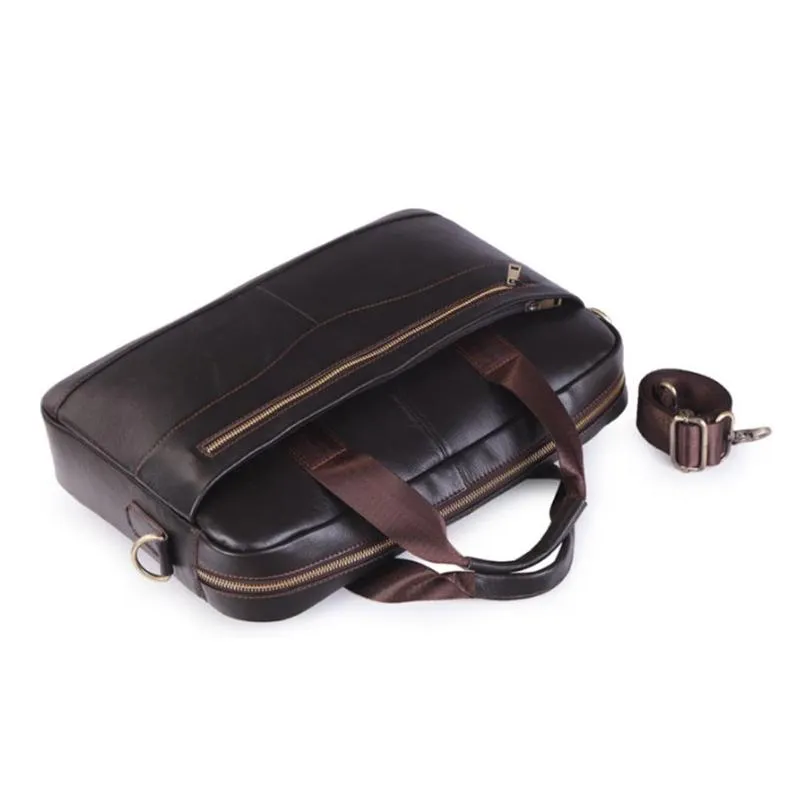 Sidiou Group Large Capacity Briefcase Leather Travel Shoulder Crossbody Bag Business Laptop Handbag