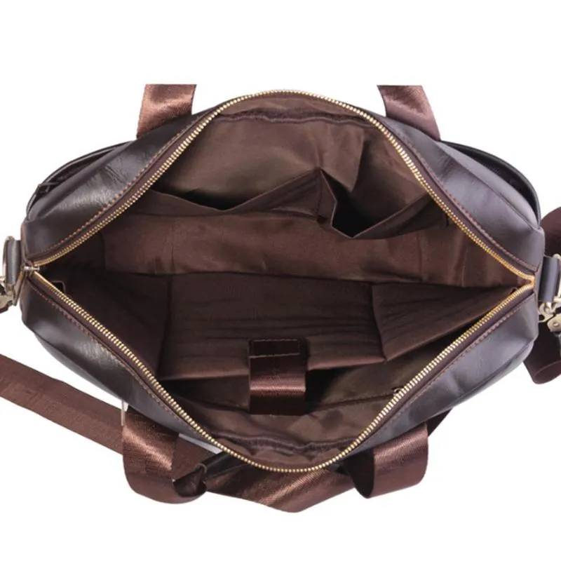 Sidiou Group Large Capacity Briefcase Leather Travel Shoulder Crossbody Bag Business Laptop Handbag