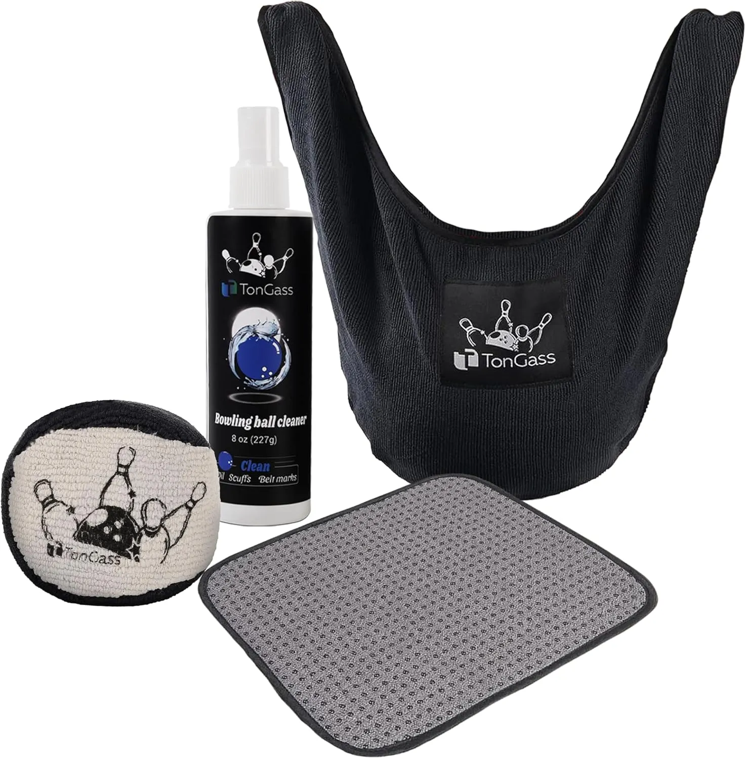 TonGass Bowling Basics Accessories Kit, Microfiber Bowling Ball Seesaw Towel, Bowlings Cleaner Spray Kit, Microfiber Ultra Dry Bowlings Grip Balls