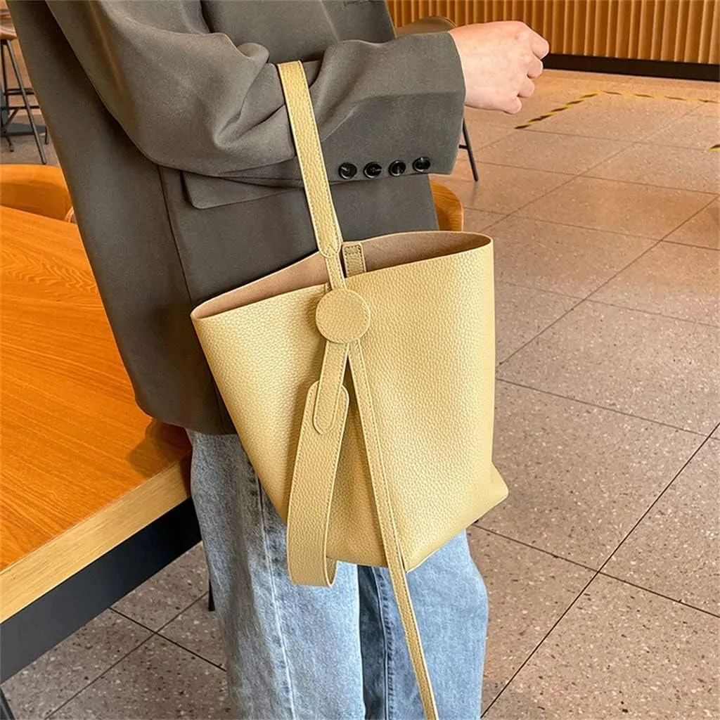 Top Layer Leather Elegant Women's Crossbody Bag Design Bag Women's Sigle Shoulder Portable Tote Bucket Bag