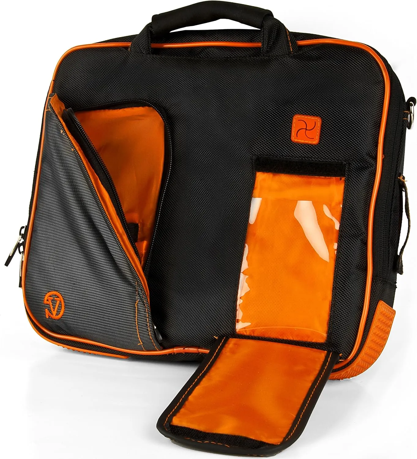 Vangoddy Pindar Sling  BLACK NEON ORANGE Pro Deluxe Shoulder Messenger Carrying Bag for Yoga 2 11' inch Windows Laptop