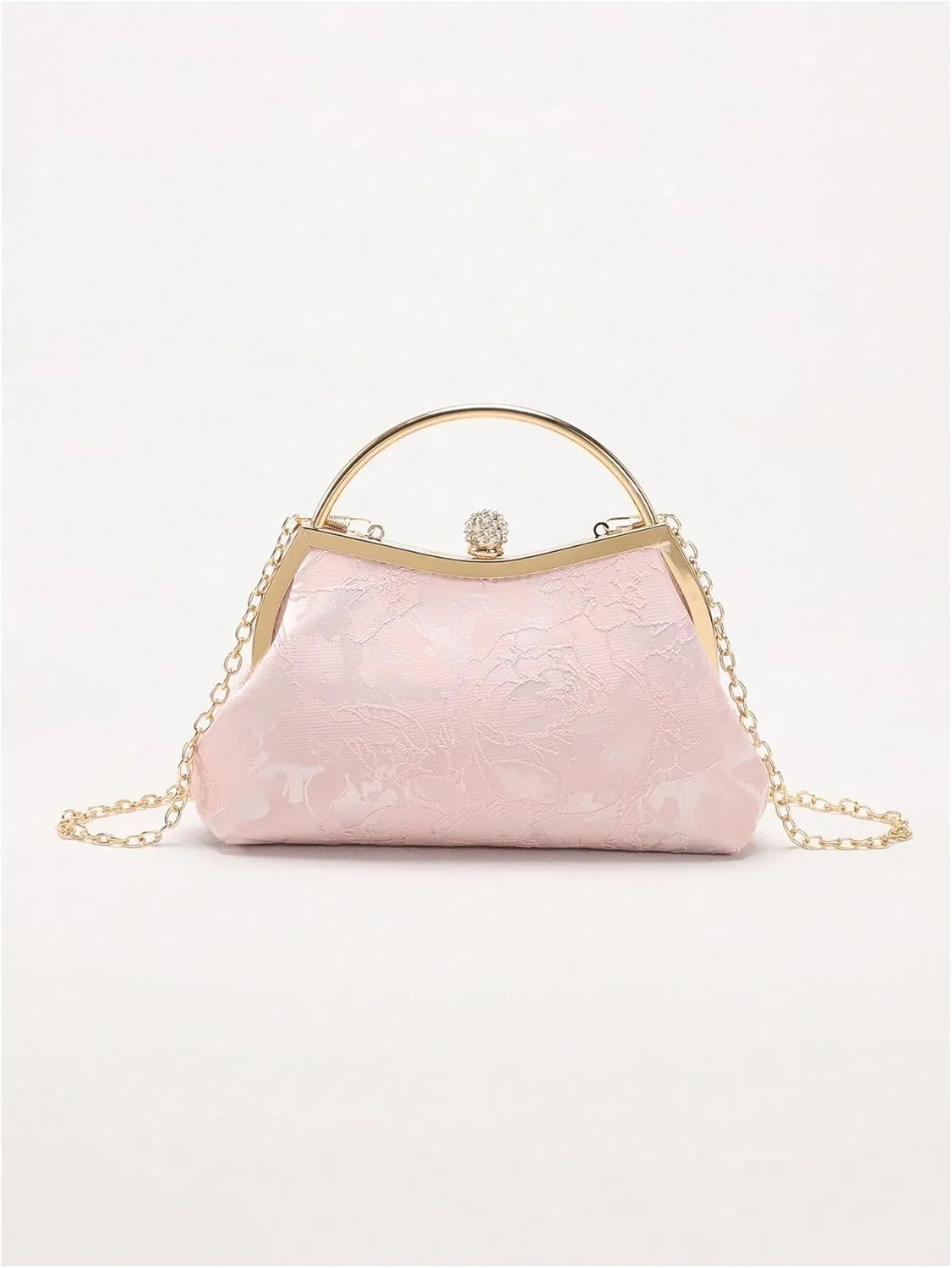 Verdusa Women's Vintage Floral Sequin Evening Bag Top Handle Crossbody Handbags with Chain Strap