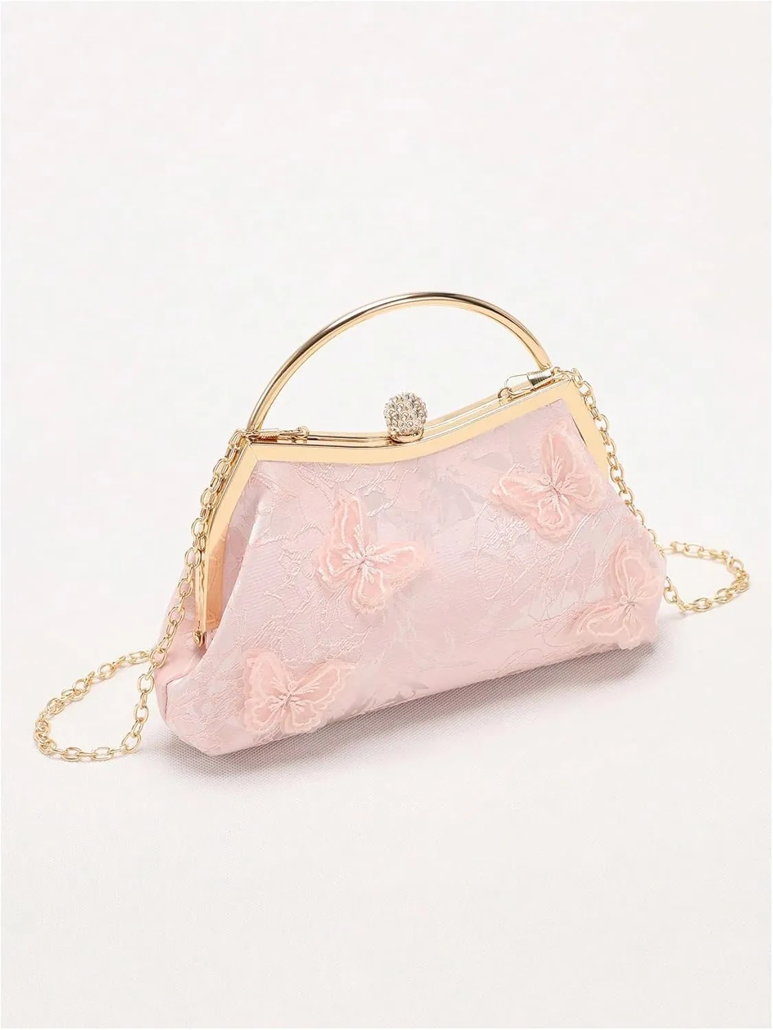 Verdusa Women's Vintage Floral Sequin Evening Bag Top Handle Crossbody Handbags with Chain Strap