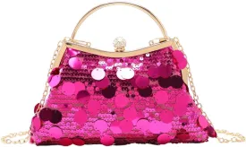Verdusa Women's Vintage Floral Sequin Evening Bag Top Handle Crossbody Handbags with Chain Strap