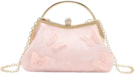 Verdusa Women's Vintage Floral Sequin Evening Bag Top Handle Crossbody Handbags with Chain Strap