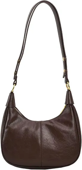 Vintage PU Leather Hobo Shoulder Bag Women Crescent Small Crossbody Handbag Versatile Wallet Everyday Purse 2025