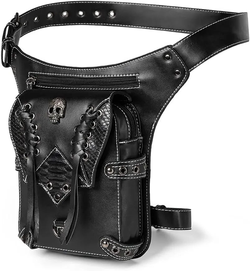 Waist Bag Fanny Pack Motorcycle Drop Leg Bag Thigh Hip Pouch Messenger Leather Crossbody Shoulder Purse Wallet Pocket