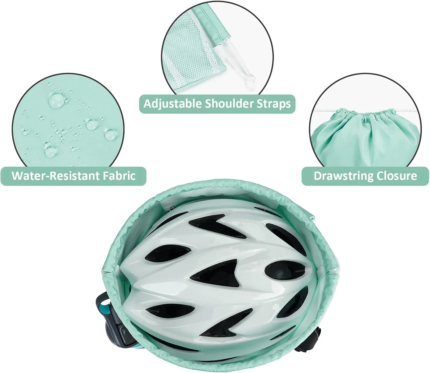WANDF Drawstring Backpack with Shoulder Pad Sports Gym Backpack with Mesh Pocket String Bag for Women Men(Mint green)