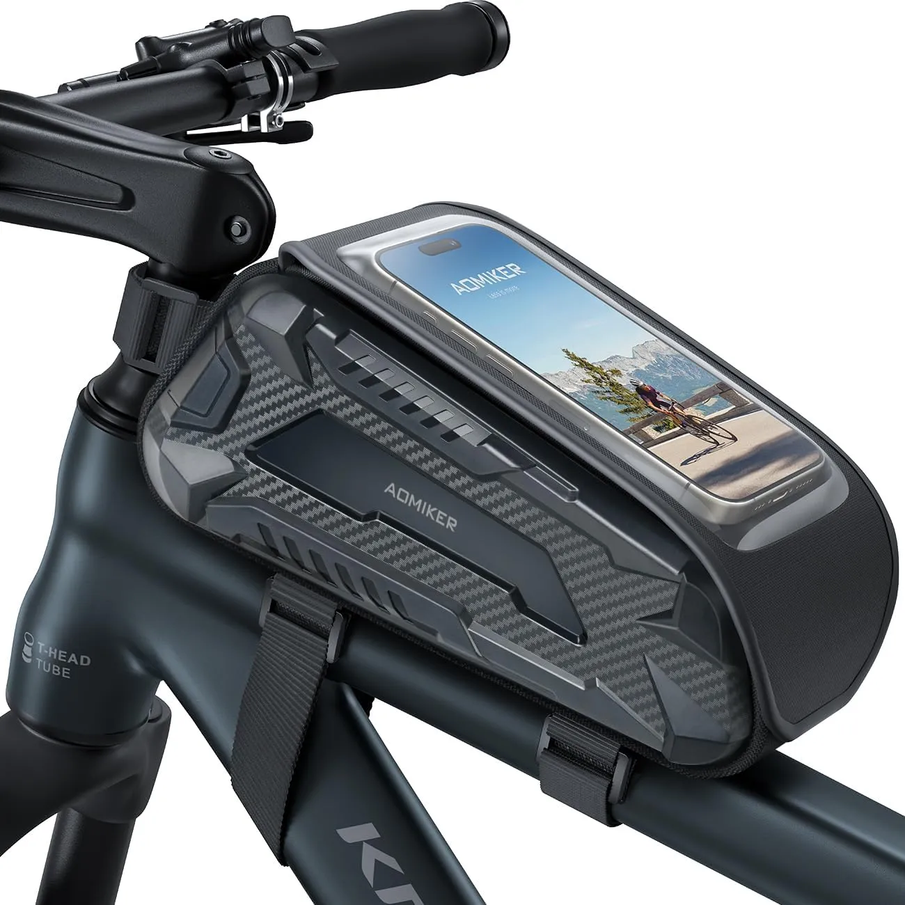 Waterproof Bike Frame Bag - [2025 Quick Zipper] Bike Phone Bag with 1.6L Capacity, Bicycle Top Tube Bag, Bike Phone Mount Holder, Cycling Pouch, Bike Accessories for Phones up to 7