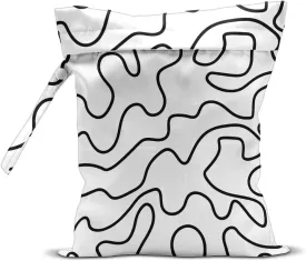 Wet Bag, Wet Dry Bag, Wet Bag for Swimsuit, Travel, Beach, Pool, Diapers, Dirty Yoga Gym Clothes, Makeup Bag, Waterproof Reusable Minimalist Aesthetic Line Art Geometric Decor