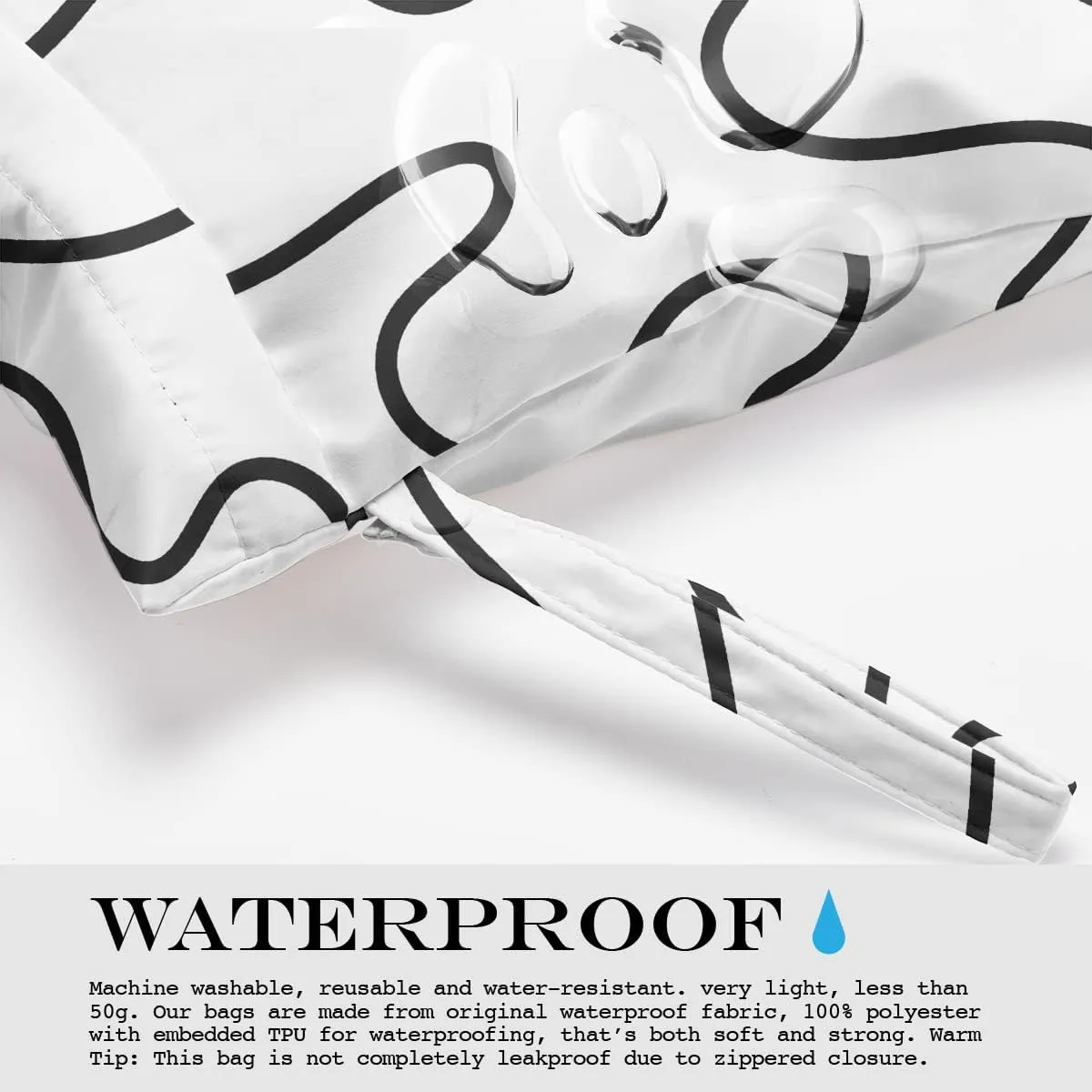 Wet Bag, Wet Dry Bag, Wet Bag for Swimsuit, Travel, Beach, Pool, Diapers, Dirty Yoga Gym Clothes, Makeup Bag, Waterproof Reusable Minimalist Aesthetic Line Art Geometric Decor