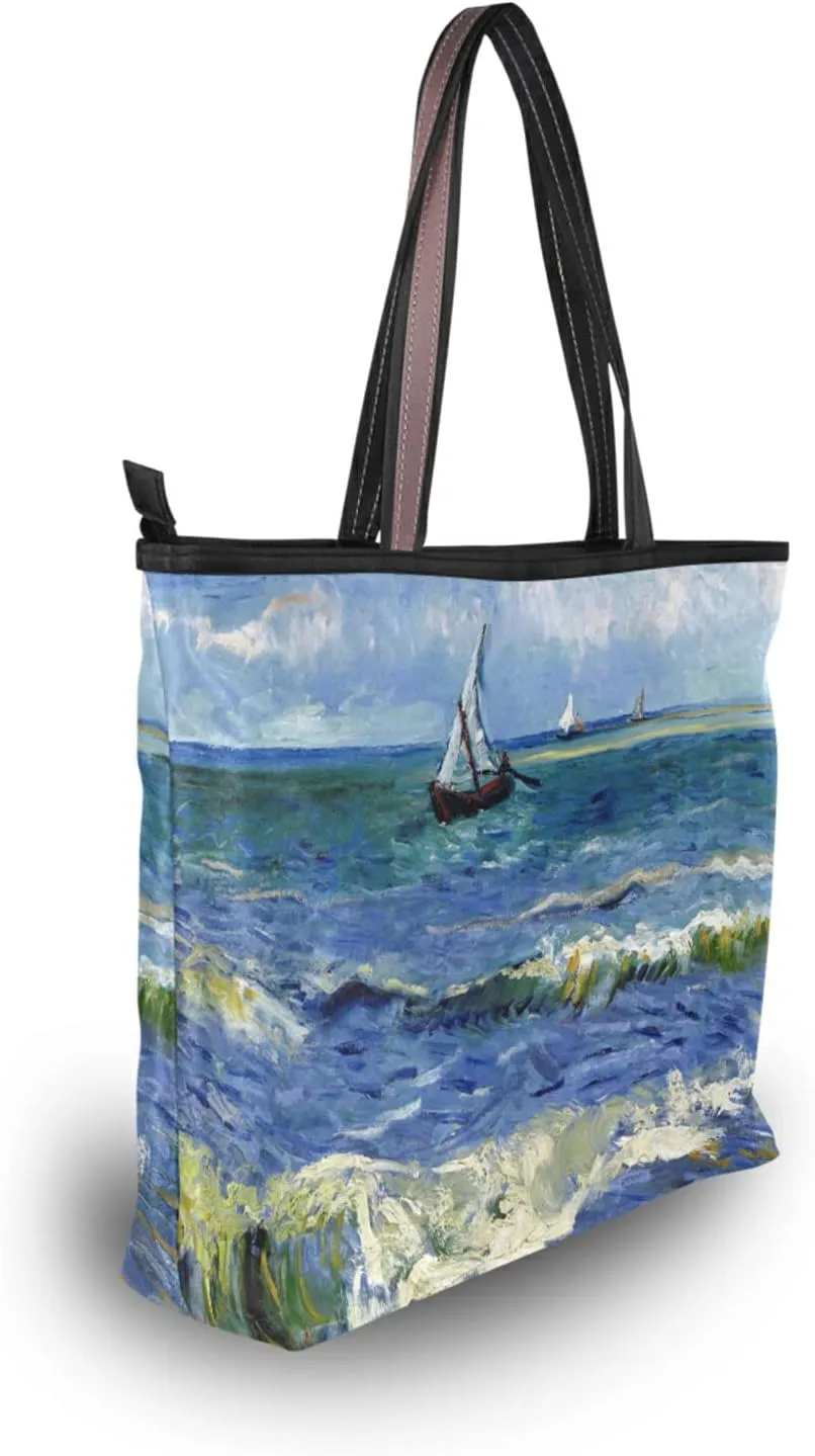 Women's Tote Shoulder Bag Monet Sailboat Sea Top Handle Bag Handbag
