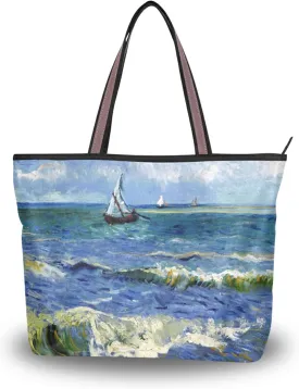 Women's Tote Shoulder Bag Monet Sailboat Sea Top Handle Bag Handbag