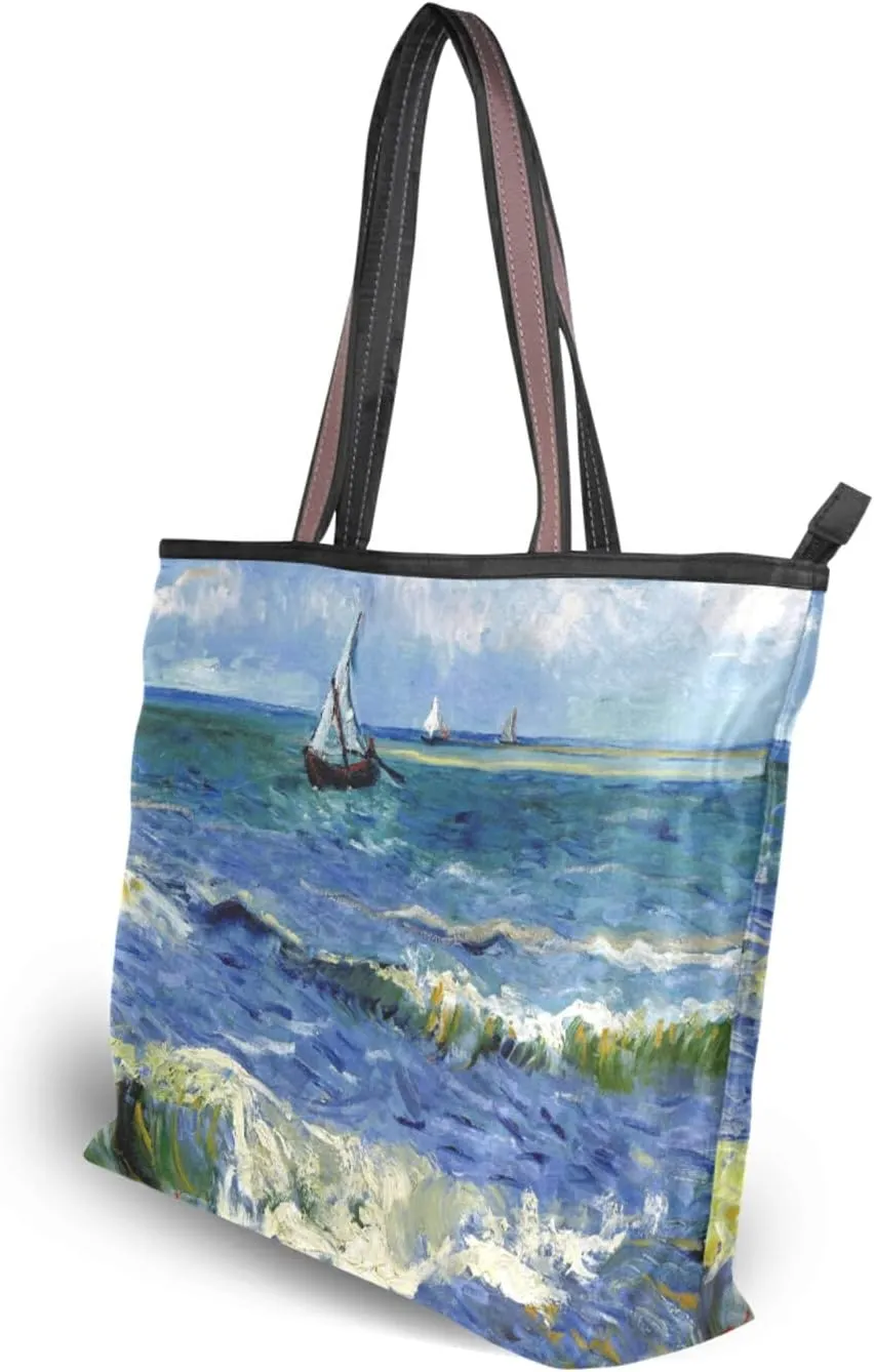 Women's Tote Shoulder Bag Monet Sailboat Sea Top Handle Bag Handbag