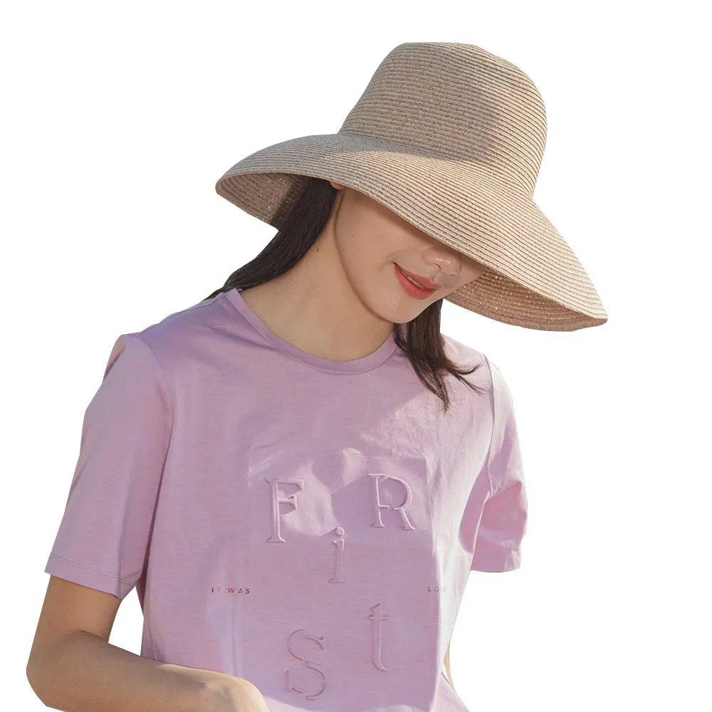 Women's Wide-Brim Foldable Fedora Beach Straw Hats UPF 50 