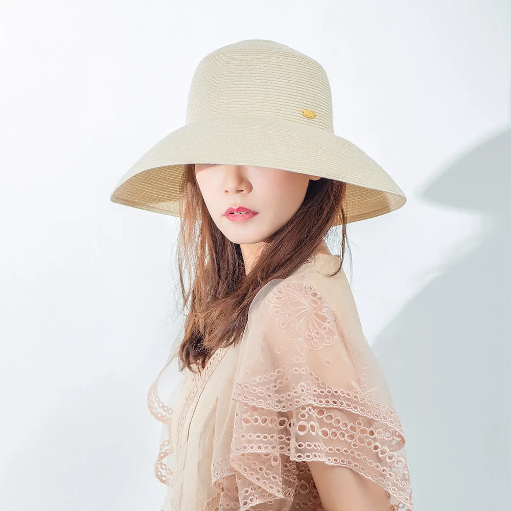 Women's Wide-Brim Foldable Fedora Beach Straw Hats UPF 50 
