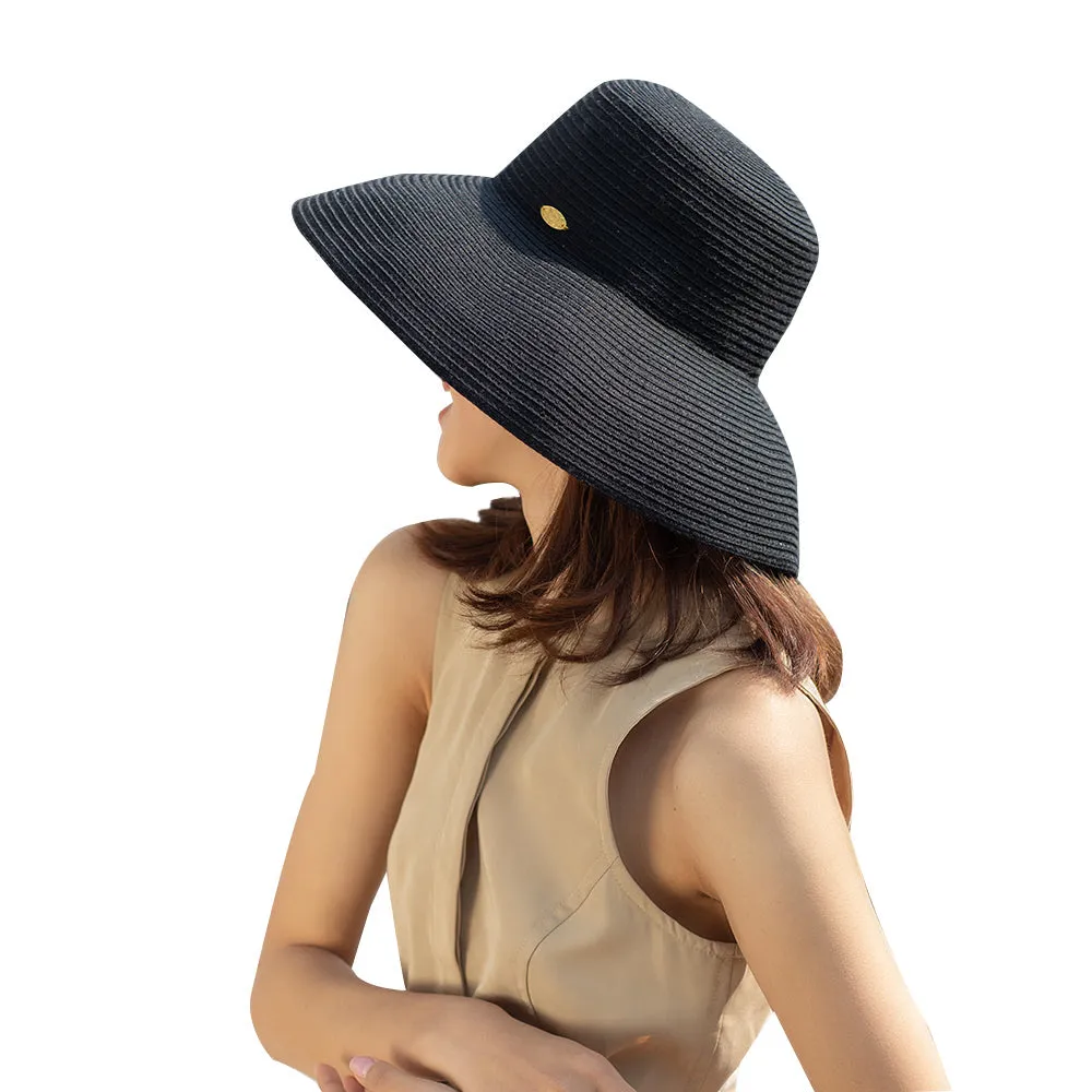 Women's Wide-Brim Foldable Fedora Beach Straw Hats UPF 50 