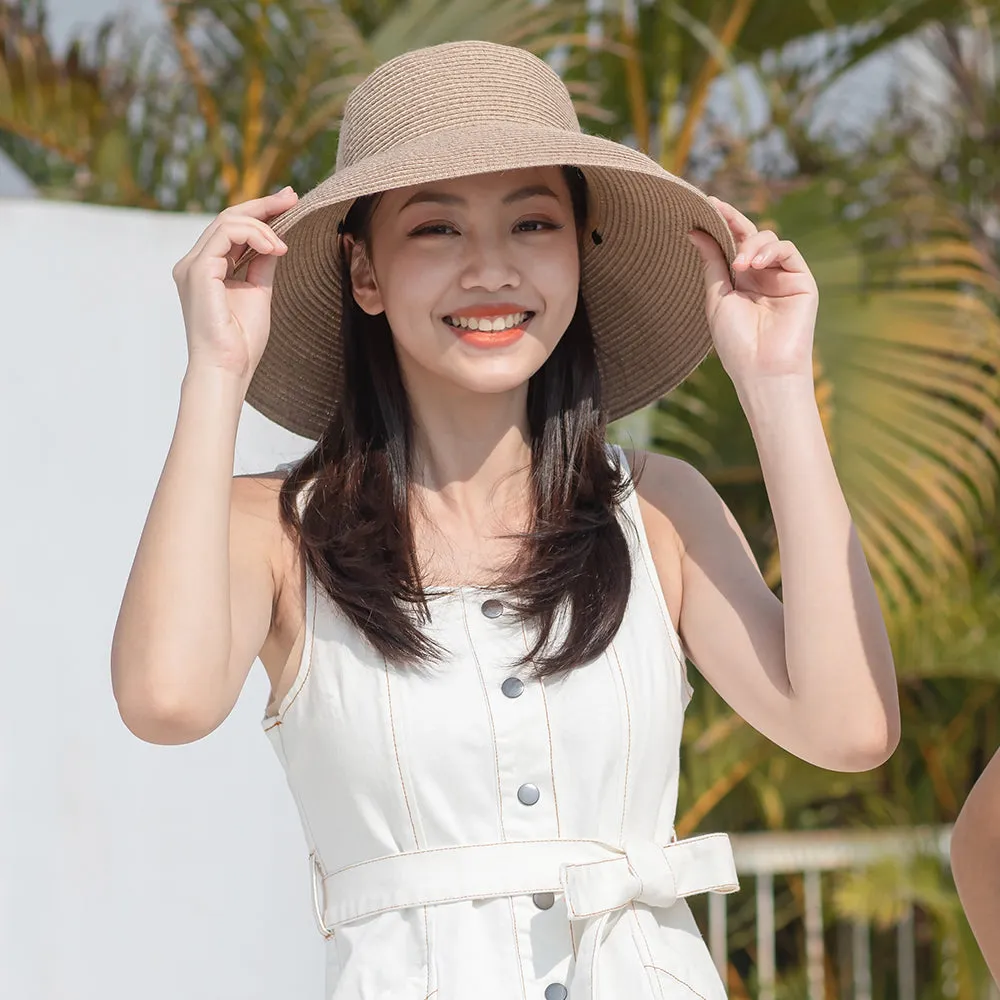 Women's Wide-Brim Foldable Fedora Beach Straw Hats UPF 50 