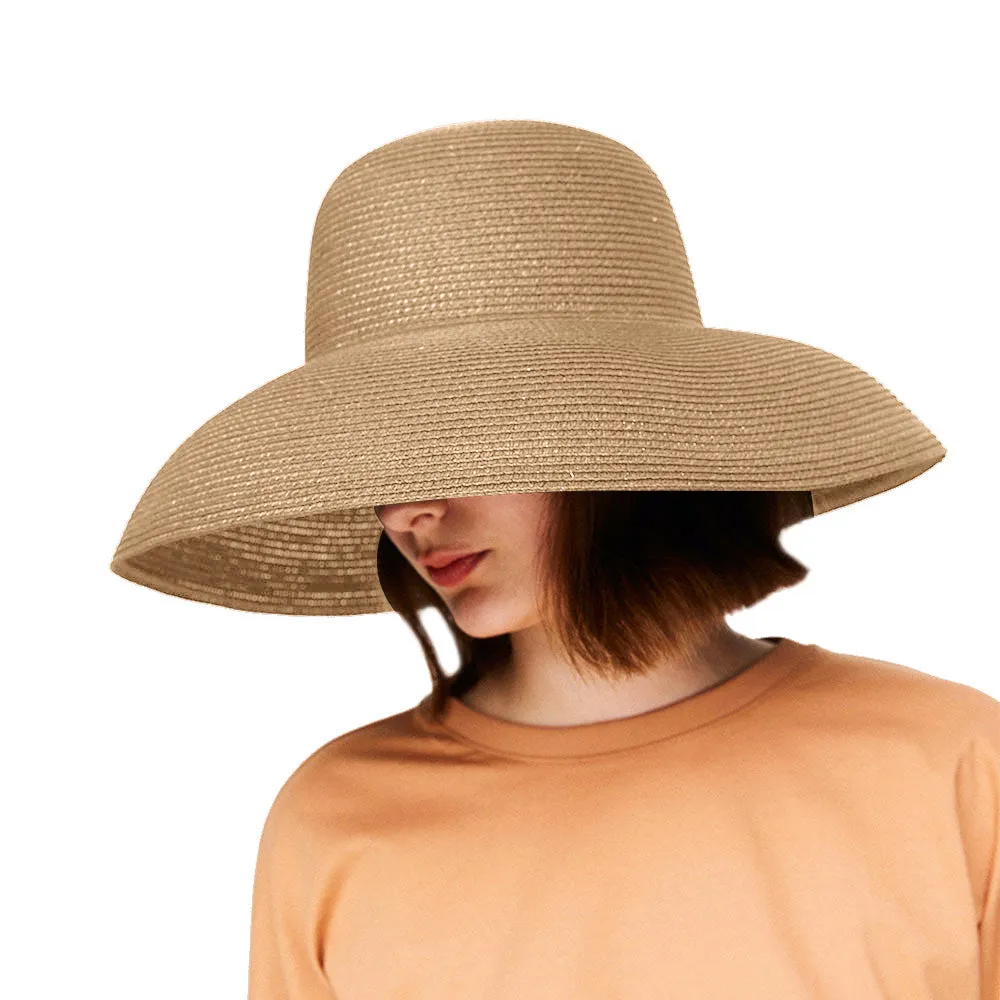 Women's Wide-Brim Foldable Fedora Beach Straw Hats UPF 50 