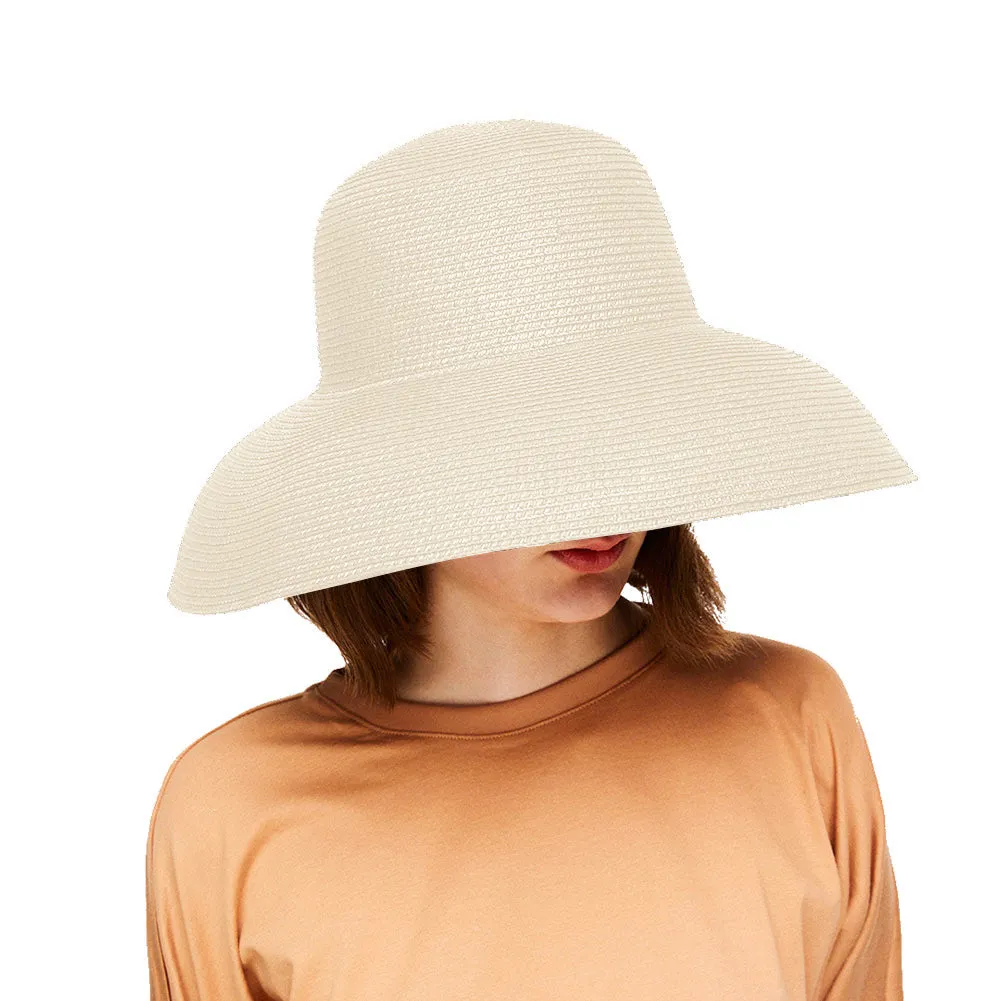 Women's Wide-Brim Foldable Fedora Beach Straw Hats UPF 50 