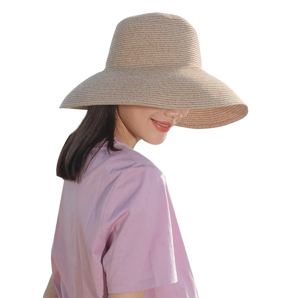 Women's Wide-Brim Foldable Fedora Beach Straw Hats UPF 50 
