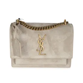 YSL Matt Gold Suede Small Sunset Chain Bag