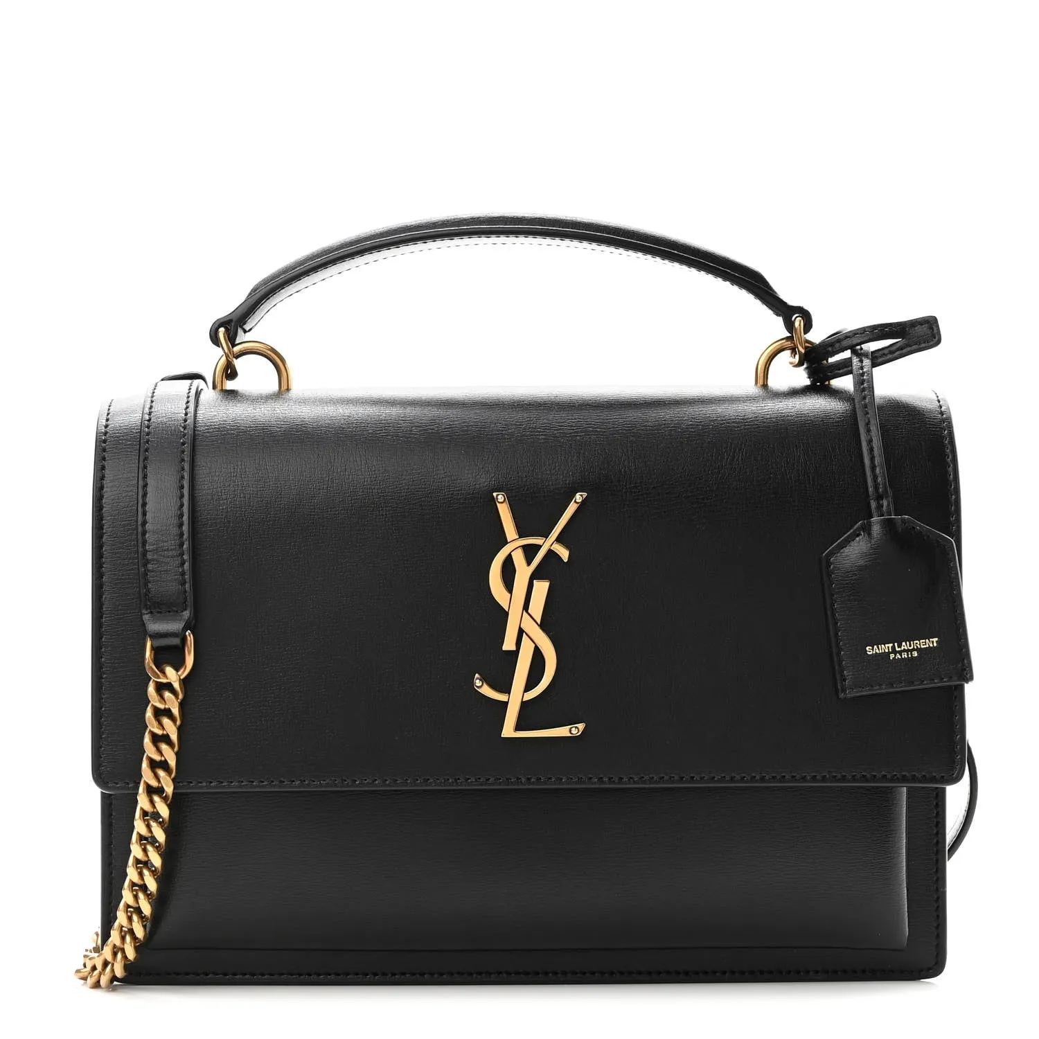 Yves Saint Laurent Black Leather Sunset Chain Bag